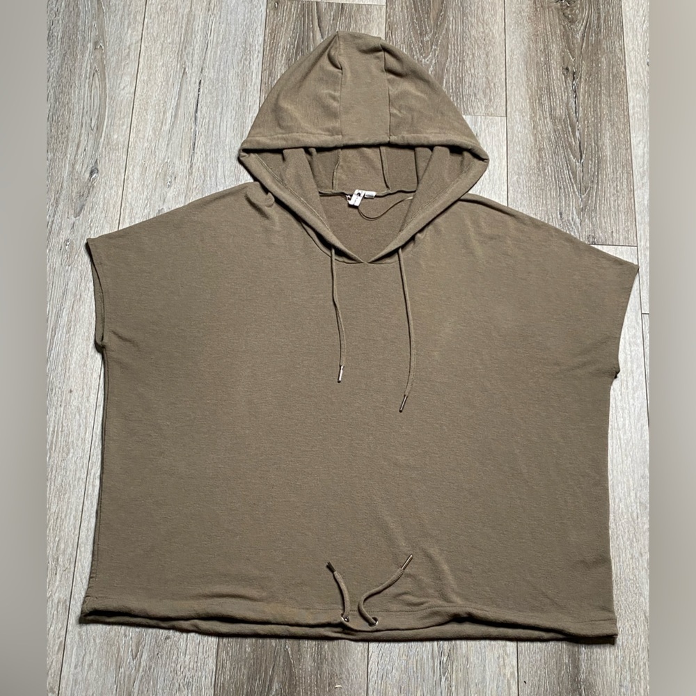 Cable & Gauge Sleeveless Hooded Sweater Olive Green Size Large